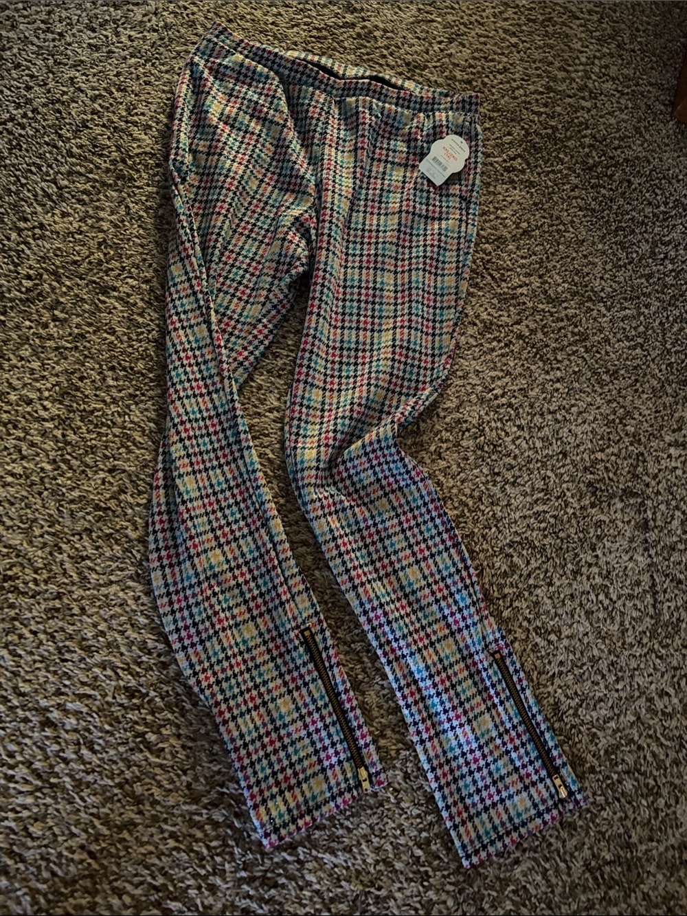 Girls Multi-Color Houndstooth Stretch Pants